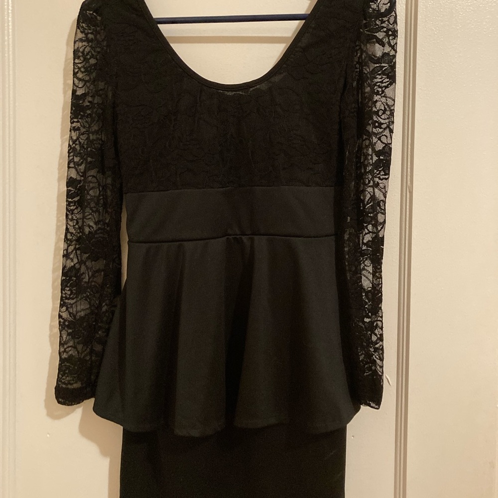 Mini black lace dress